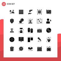 modern reeks van 25 solide glyphs pictogram van crowdselling crowdfunding documenten crowdfund bureaucratie bewerkbare vector ontwerp elementen