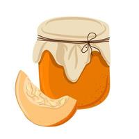 pompoen jam in pot en een deel van pompoen, traditioneel dankzegging voedsel vector