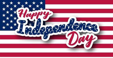 gelukkig onafhankelijkheid dag sticker Aan nationaal Verenigde Staten van Amerika vlag achtergrond vector