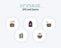 sauna vlak icoon pak 5 icoon ontwerp. . steen. room. sauna. bloem vector