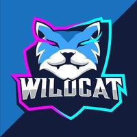 wilde katten mascotte esport logo ontwerp vector