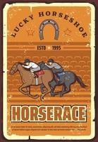 paardenrace en ruiter sport, retro vector