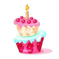 verjaardag taart met kaarsen. verjaardag partij elementen. decoreren verjaardag taart. vector illustratie