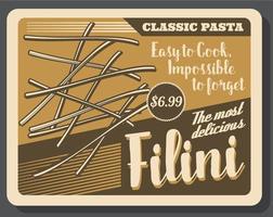 filini pasta Italiaans schotel menu vector