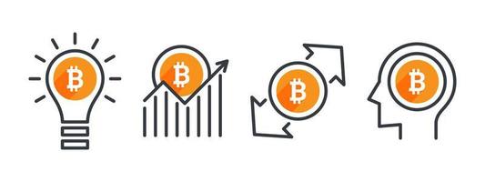 bitcoin icoon set. cryptogeld pictogrammen concept. terugkeer geld. bedrijf en financiën bewerkbare pictogrammen. vector illustratie