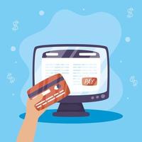 online betalingstechnologie met creditcard vector