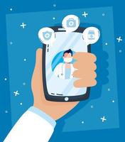 online gezondheidstechnologie via smartphone vector