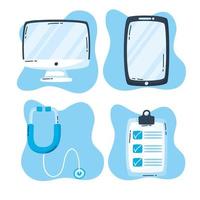 online gezondheidstechnologie en gadgets pictogramserie vector