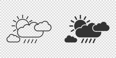 weer icoon in vlak stijl. zon, wolk en regen vector illustratie Aan wit geïsoleerd achtergrond. meteorologie teken bedrijf concept.