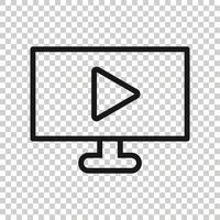 TV scherm icoon in vlak stijl. video vector illustratie Aan wit geïsoleerd achtergrond. computer toezicht houden op bedrijf concept.