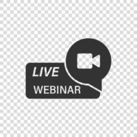 leven webinar icoon in vlak stijl. online opleiding vector illustratie Aan geïsoleerd achtergrond. conferentie stroom teken bedrijf concept.