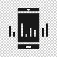 telefoon diagram icoon in vlak stijl. smartphone groei statistisch vector illustratie Aan wit geïsoleerd achtergrond. apparaatje analytics bedrijf concept.