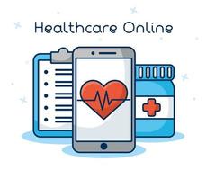 online gezondheidszorgtechnologie via smartphone vector