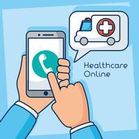 online gezondheidszorgtechnologie via smartphone vector