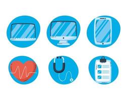 online gezondheidstechnologie icon set vector