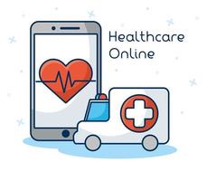 online gezondheidszorgtechnologie via smartphone vector