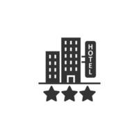hotel 3 sterren teken icoon in vlak stijl. cafe gebouw vector illustratie Aan wit geïsoleerd achtergrond. herberg kamer bedrijf concept.