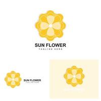 zonnebloem logo ontwerp, sier- fabriek tuin fabriek icoon vector, bedrijf Product merk vector
