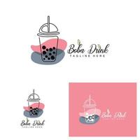 boba drinken logo ontwerp, modern gelei drinken bubbel vector, boba drinken merk glas illustratie. ontwerp geschikt voor cafés, drank merken vector
