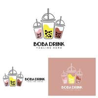 boba drinken logo ontwerp, modern gelei drinken bubbel vector, boba drinken merk glas illustratie. ontwerp geschikt voor cafés, drank merken vector