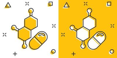 vitamine pil Notitie icoon in grappig stijl. capsule tekenfilm vector illustratie Aan wit geïsoleerd achtergrond. antibiotica plons effect teken bedrijf concept.