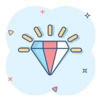 diamant edelsteen icoon in grappig stijl. edelsteen tekenfilm vector illustratie Aan wit geïsoleerd achtergrond. sieraden briljant plons effect bedrijf concept.