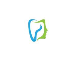 tanden met menselijk gezicht silhouet voor tandheelkundig tandarts tandheelkunde of mondeling gelaats chirurgie logo ontwerp vector. vector
