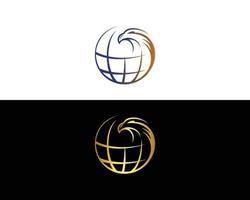 wereldbol adelaar logo ontwerp embleem symbool icoon vector sjabloon.
