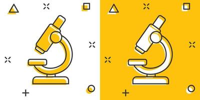 microscoop icoon in grappig stijl. laboratorium vergrootglas tekenfilm vector illustratie Aan geïsoleerd achtergrond. biologie instrument plons effect teken bedrijf concept.