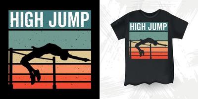 grappig hoog springen retro wijnoogst hoog jumping t-shirt ontwerp vector