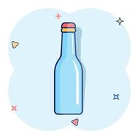 vector tekenfilm wijn, bier fles icoon in grappig stijl. alcohol fles concept illustratie pictogram. bier, wodka, wijn bedrijf plons effect concept.