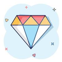 vector tekenfilm diamant juweel edelsteen icoon in grappig stijl. diamant edelsteen illustratie pictogram. sieraden briljant bedrijf plons effect concept.