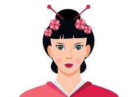 portret van schattig Japans vrouw vector