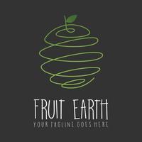 fruit en ronde aarde in lijn uit beeld grafisch icoon logo ontwerp abstract concept vector voorraad. kan worden gebruikt net zo een symbool geassocieerd met vers.