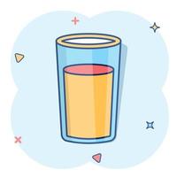 sap glas icoon in grappig stijl. Frisdrank glas vector tekenfilm illustratie pictogram. vloeistof water bedrijf concept plons effect.