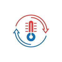 thermometer klimaat controle icoon in vlak stijl. meteorologie balans vector illustratie Aan wit geïsoleerd achtergrond. heet, verkoudheid temperatuur bedrijf concept.