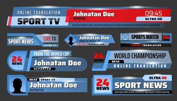 sport nieuws TV achtergronden en titel bars vector
