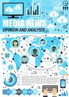 media analyse en openbaar mening infographics vector