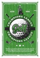 golf spel bal en Clubs retro poster vector