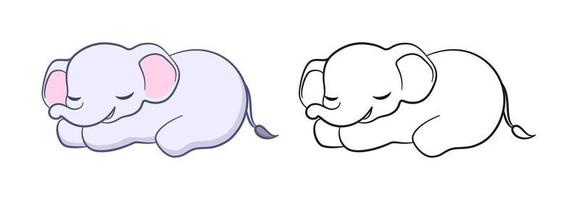 schattig slapen baby olifant tekenfilm schets illustratie set. gemakkelijk dier kleur boek bladzijde werkzaamheid voor kinderen vector