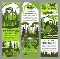 milieu bescherming banier van eco groen natuur vector
