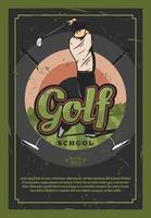 golf sport spel retro poster met speler Aan veld- vector