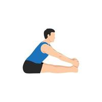 Mens aan het doen personeel hand- naar groot teen houding i. praktijk padangustha dandasana i. vlak vector illustratie geïsoleerd Aan wit achtergrond