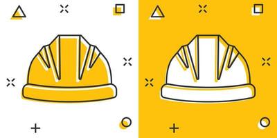 bouw helm icoon in grappig stijl. veiligheid pet tekenfilm vector illustratie Aan geïsoleerd achtergrond. arbeider hoed plons effect teken bedrijf concept.