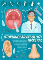 otorinolaryngologie geneeskunde dokter en items vector