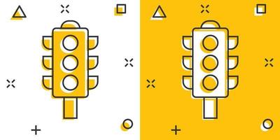 seinpaal icoon in grappig stijl. verkeer licht tekenfilm vector illustratie Aan wit geïsoleerd achtergrond. tweesprong plons effect bedrijf concept.