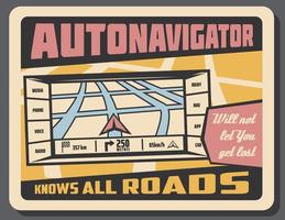 autonavigator navigatie vector retro poster