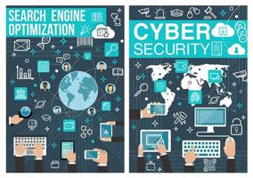 online cyber veiligheid en seo vector posters