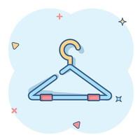 vector tekenfilm hanger icoon in grappig stijl. garderobe hander teken illustratie pictogram. hanger bedrijf plons effect concept.