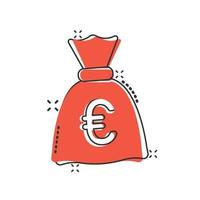 geld zak icoon in grappig stijl. geldtas tekenfilm vector illustratie Aan geïsoleerd achtergrond. munt zak plons effect teken bedrijf concept.